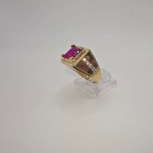 RED STONE RING 10K