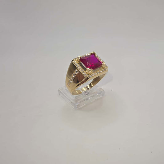 RED STONE RING 10K