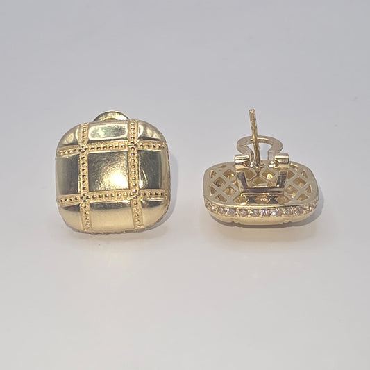 SQUARE STUD EARRING 10K