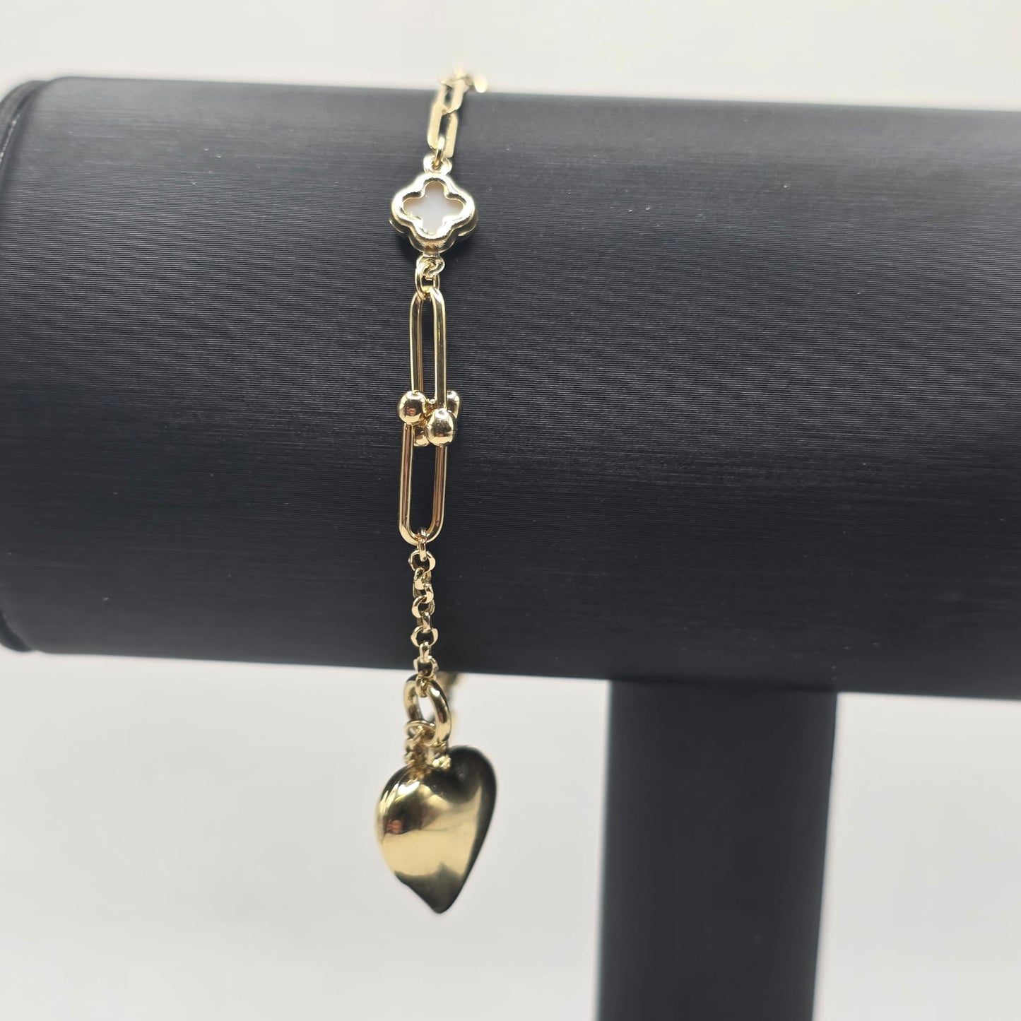 CLOVER AND HEART BRACELET 14K
