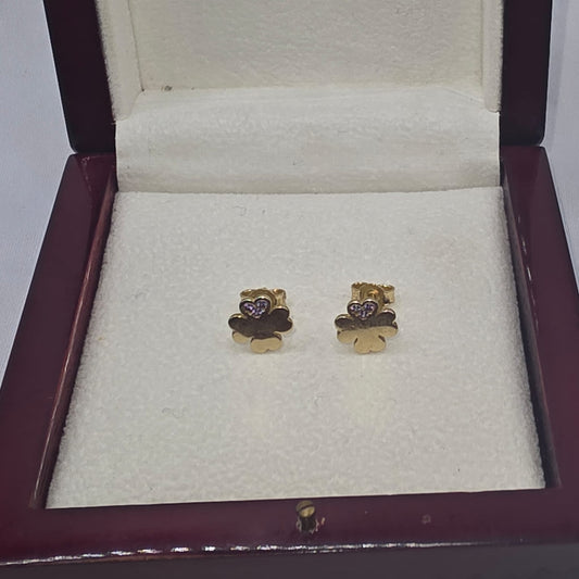 FLOWER STUD EARRING 10K