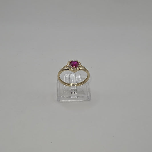 RED HEART STONE RING 10K