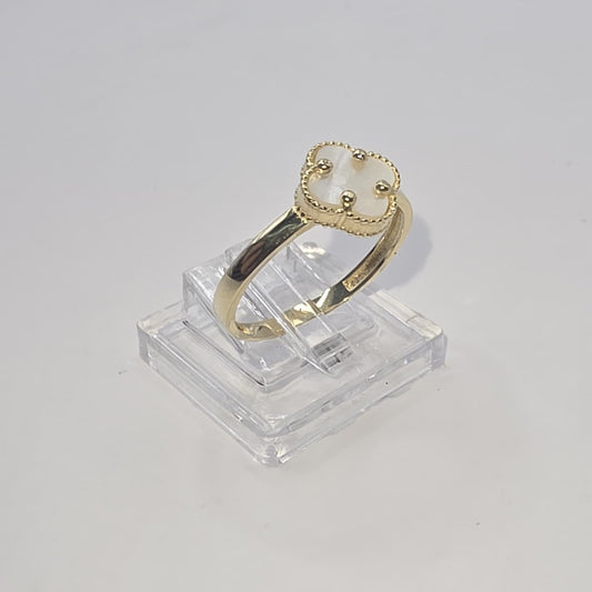 WHITE CLOVER RING 10K