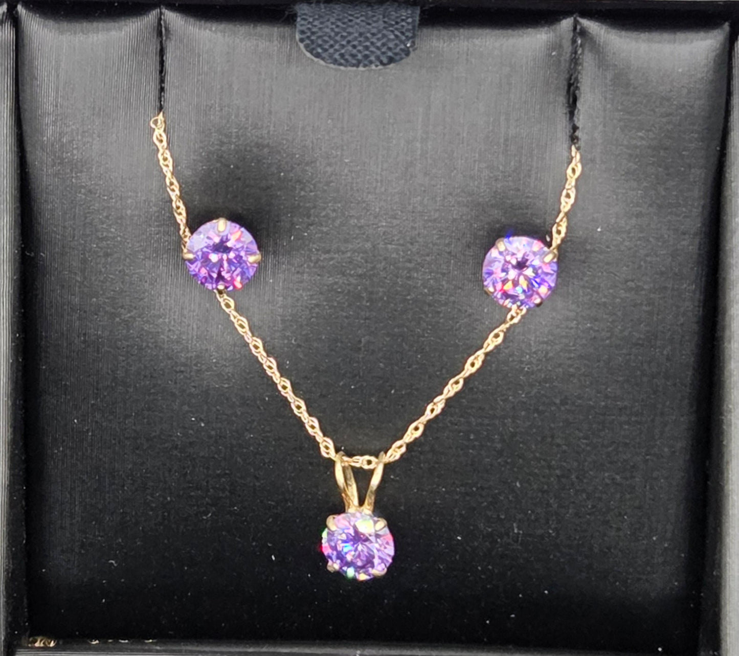 BIRTH STONE NECKLACE SET FEBRUARY