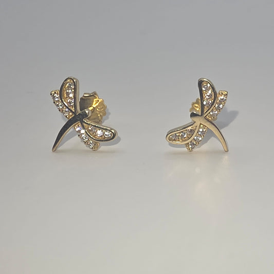 DRAGONFLY STUD EARRING 10K