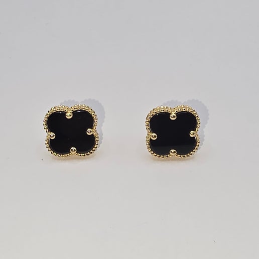 BLACK CLOVER STUD EARRING 14K