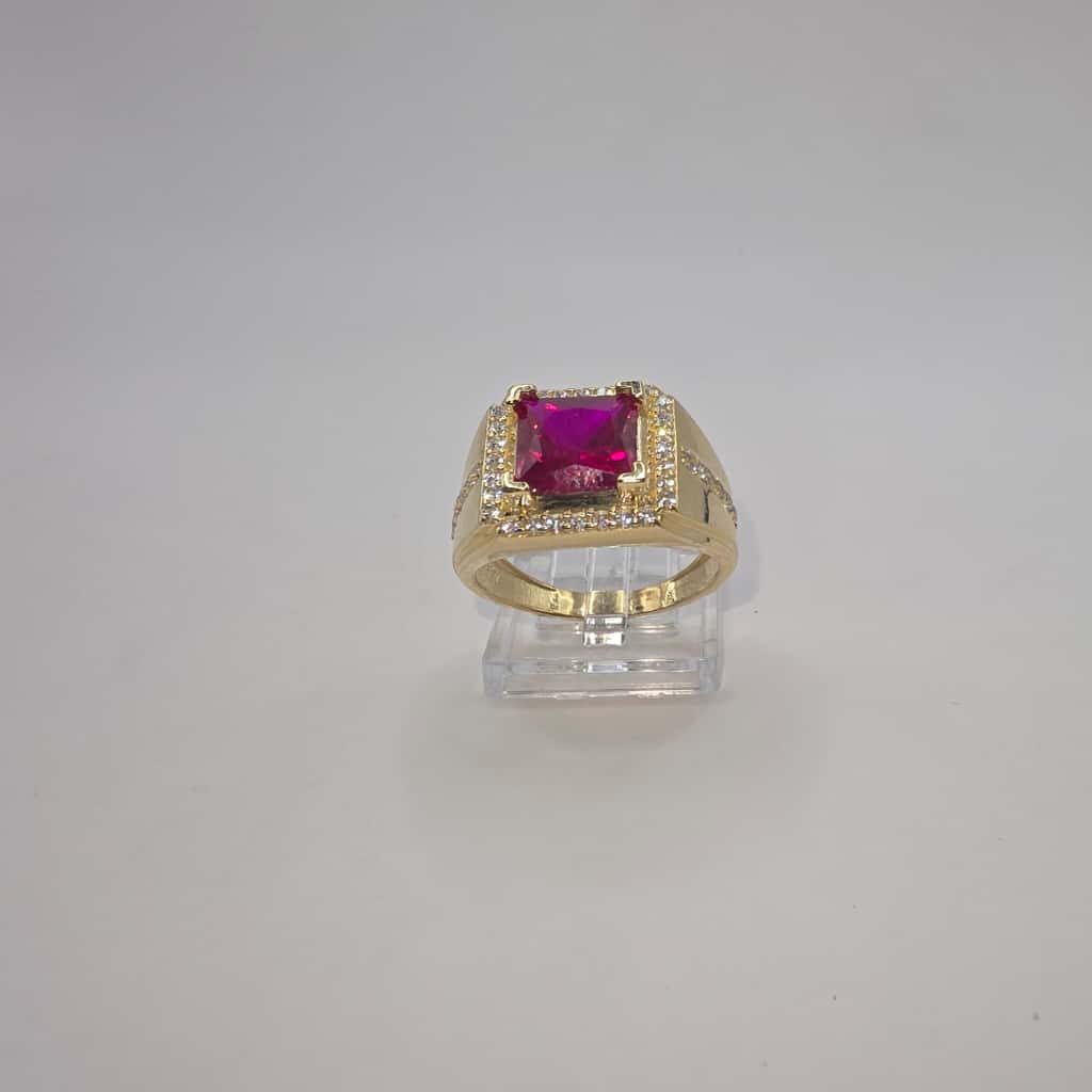 RED STONE RING 10K