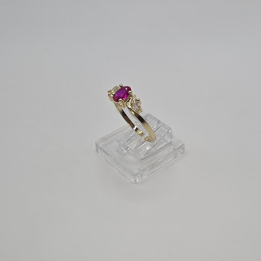 RED STONE RING 10K